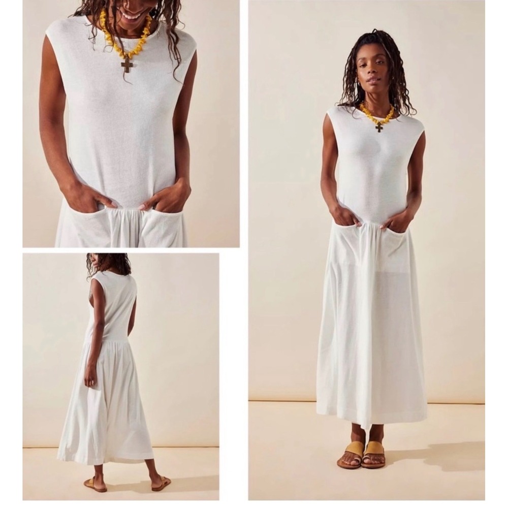 NWOT FREE PEOPLE NIKKI WHITE RELAXED NIKKI MIDI 
SIZE SMALL 
WHITE